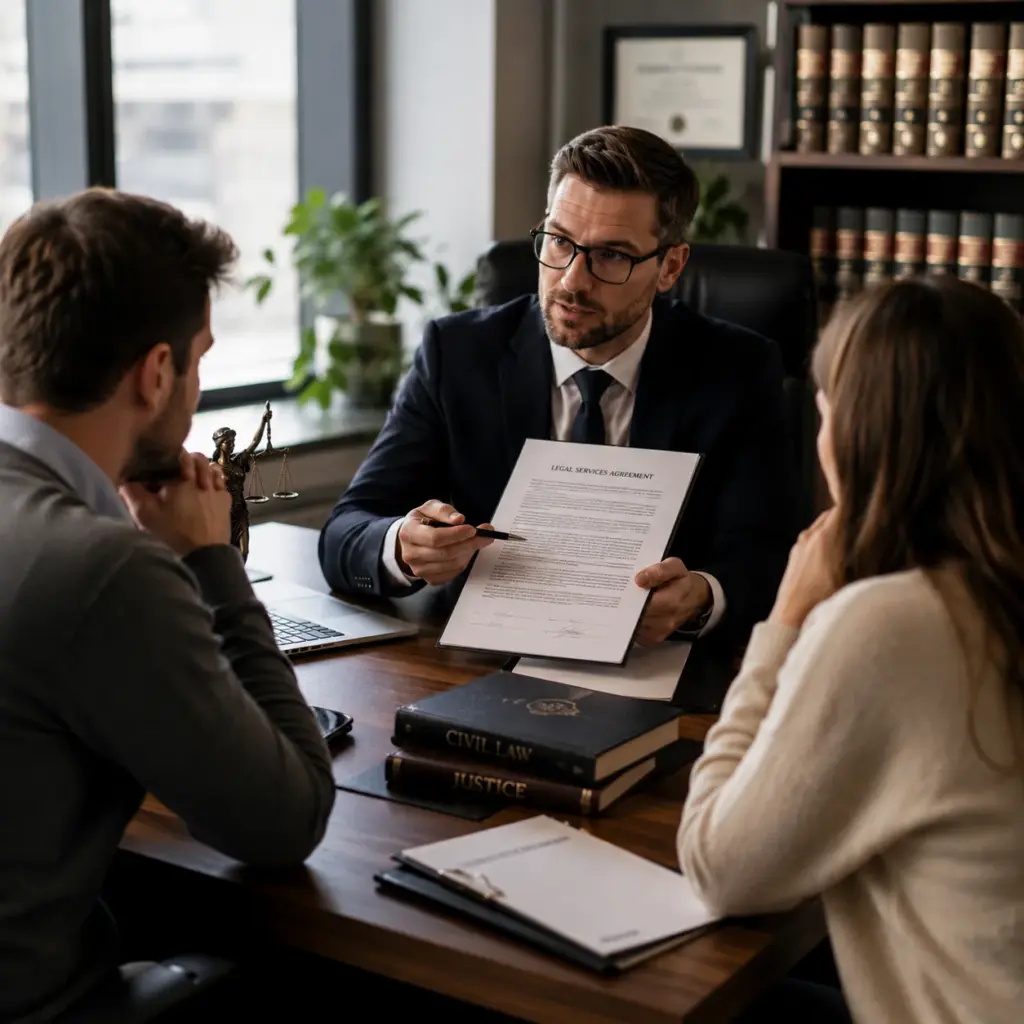Couple reviewing Canadian spousal sponsorship documents