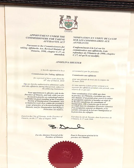 Commissioner for Taking Affidavits — Province of Ontario, 2010